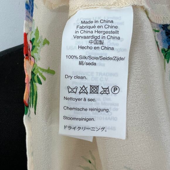 MADEWELL White 10 Top Silk Floral Ruched Front V-Neck Short Sleeve Pullover NEW - Picture 10 of 11